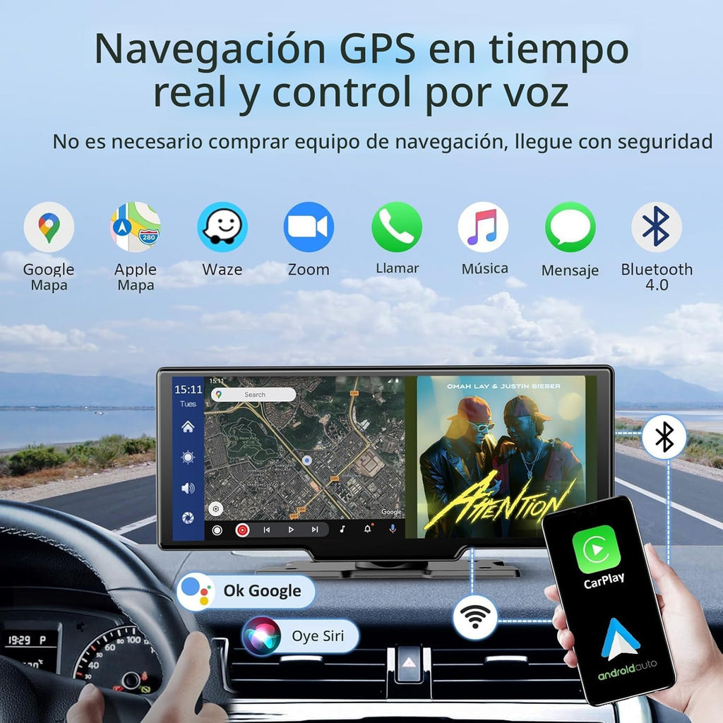 Pantalla Carplay portátil inalámbrica para automóvil, Carplay de 11.26 pulgadas
