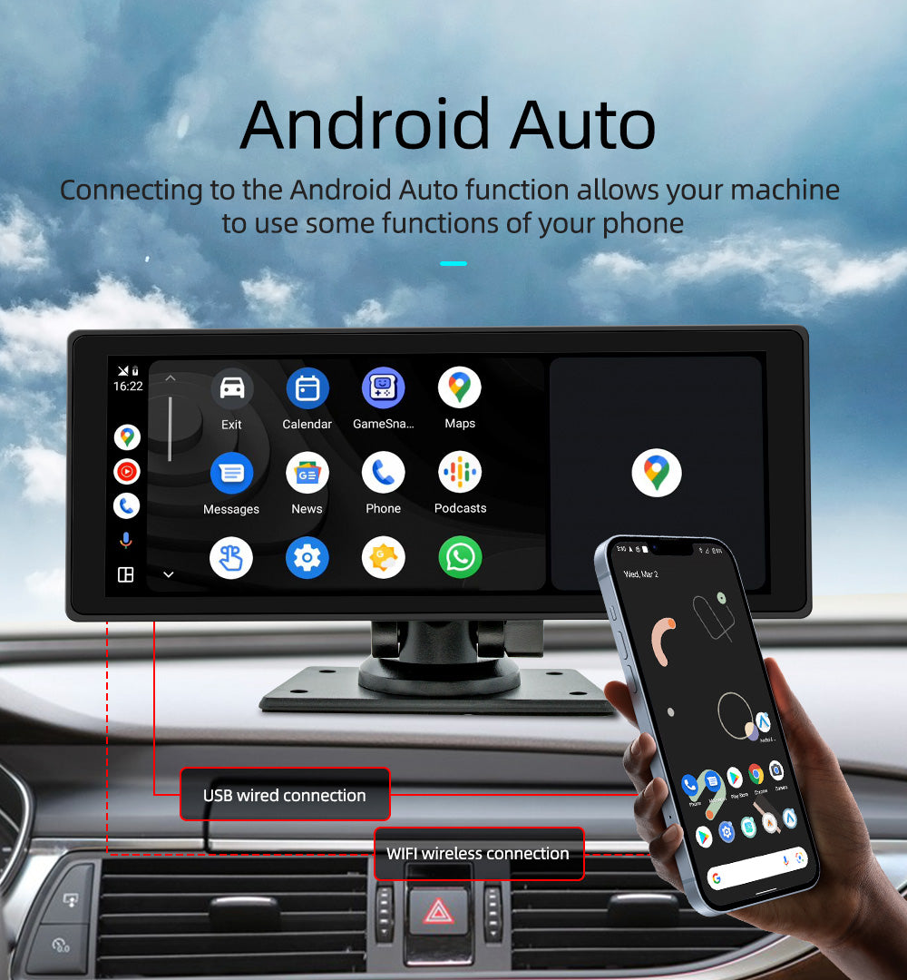 Pantalla inalamabrica Carplay I Android Auto 10,26 pulgadas carplay con Dashcam