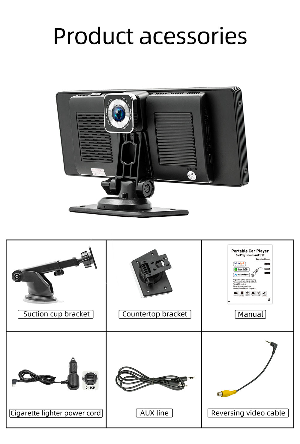 Pantalla inalamabrica Carplay I Android Auto 10,26 pulgadas carplay con Dashcam