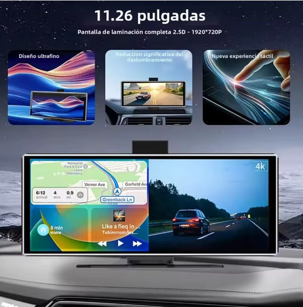 Pantalla Carplay portátil inalámbrica para automóvil, Carplay de 11.26 pulgadas